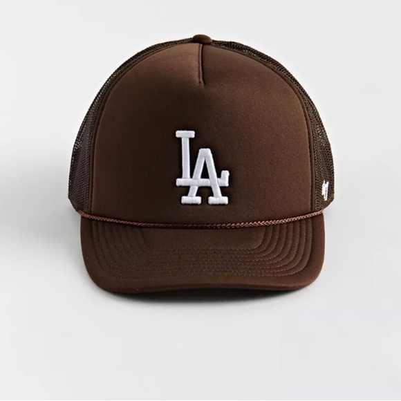 ‘47 Brand LA Dodgers Hat SnapBack Foam Front Mesh Trucker Brown Adjustable - Picture 2 of 4